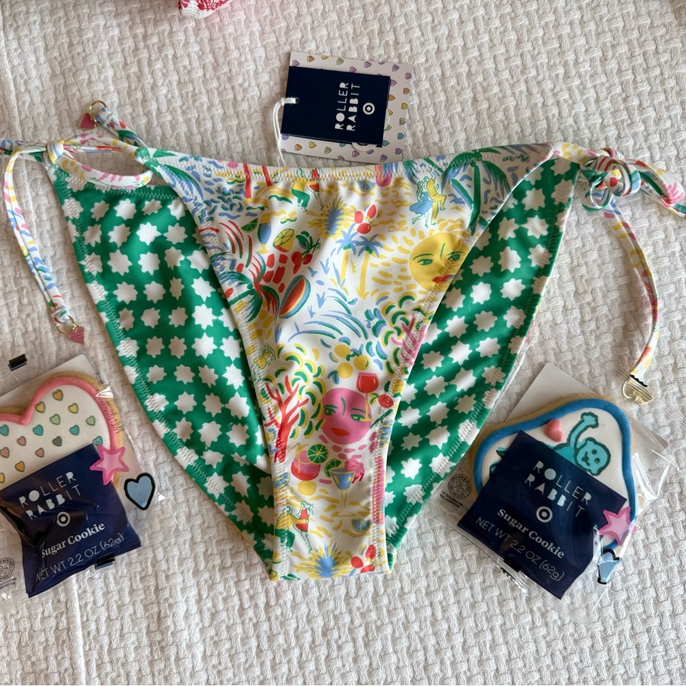 Roller Rabbit x Target Reversible bikini bottoms SMALL  + Free Cookie